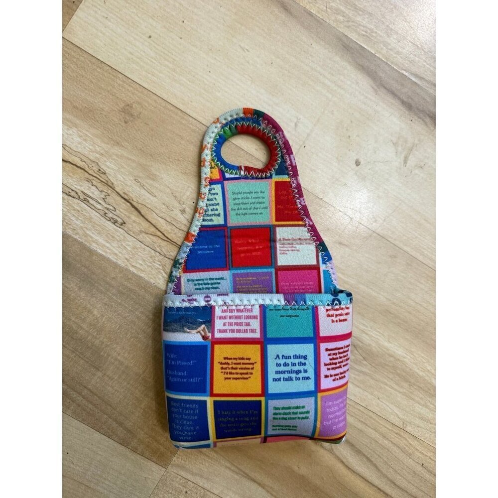 Drinks On Me Coasters Fabric Tote Holder